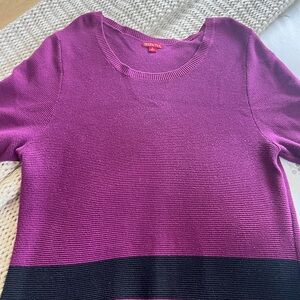 Merona Plum Knit Short-Sleeve Midi Dress with Black Stripes
